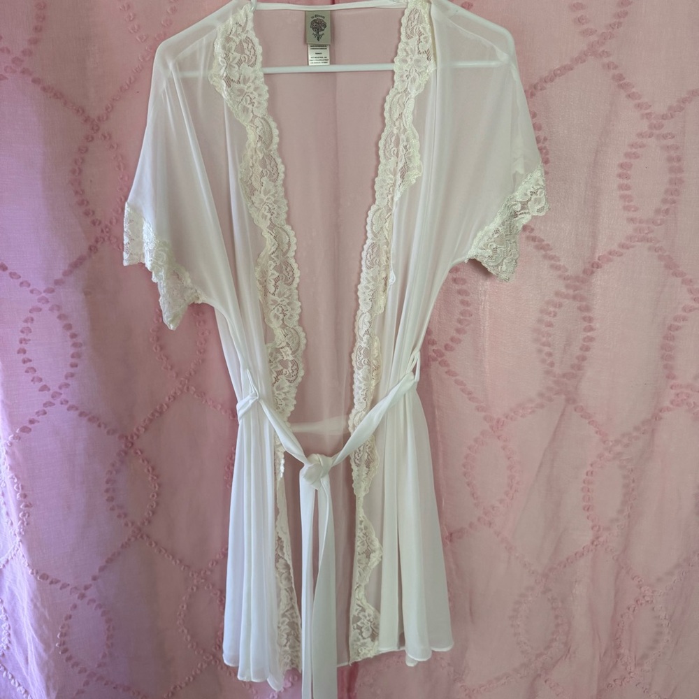 vintage sheer white lace robe